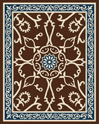 Brown Floral Scrollwork Decorative Rug