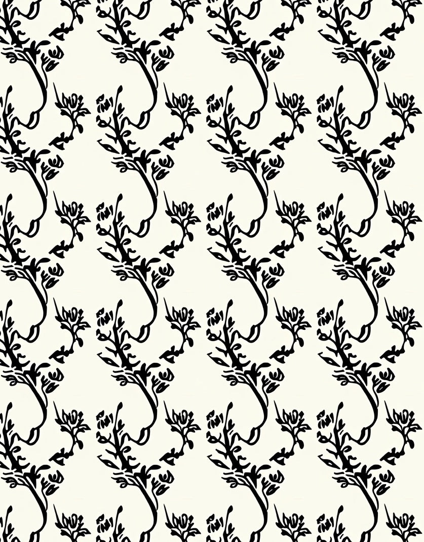 Elegant Black Floral Vine Rapport Rug