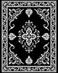 Ornate Black White Floral Scroll Rug