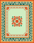 Ornate Floral Border Antique Rug