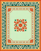 Ornate Floral Border Antique Rug