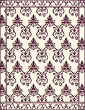 Ornate Damask Patterned Burgundy Design Rug
