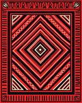 Red Black Geometric Zigzag Diamond Rug