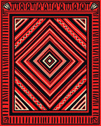 Red Black Geometric Zigzag Diamond Rug