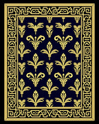 Ornate Gold Floral Pattern Rug