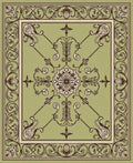 Olive Green Floral Scrollwork Design Rug