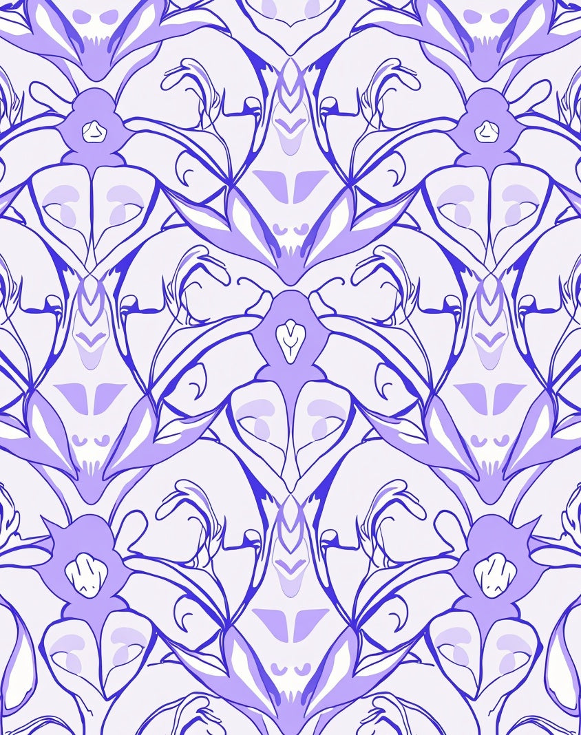 Lilac And Blue Abstract Floral Design Rug