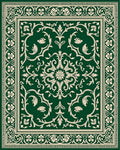 Classic Floral Scrollwork Green Rug