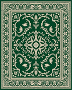 Classic Floral Scrollwork Green Rug