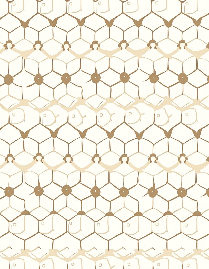 Natural Hexagon Floral Pattern Rug
