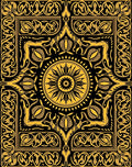 Golden Floral Medallion Patterned Rug