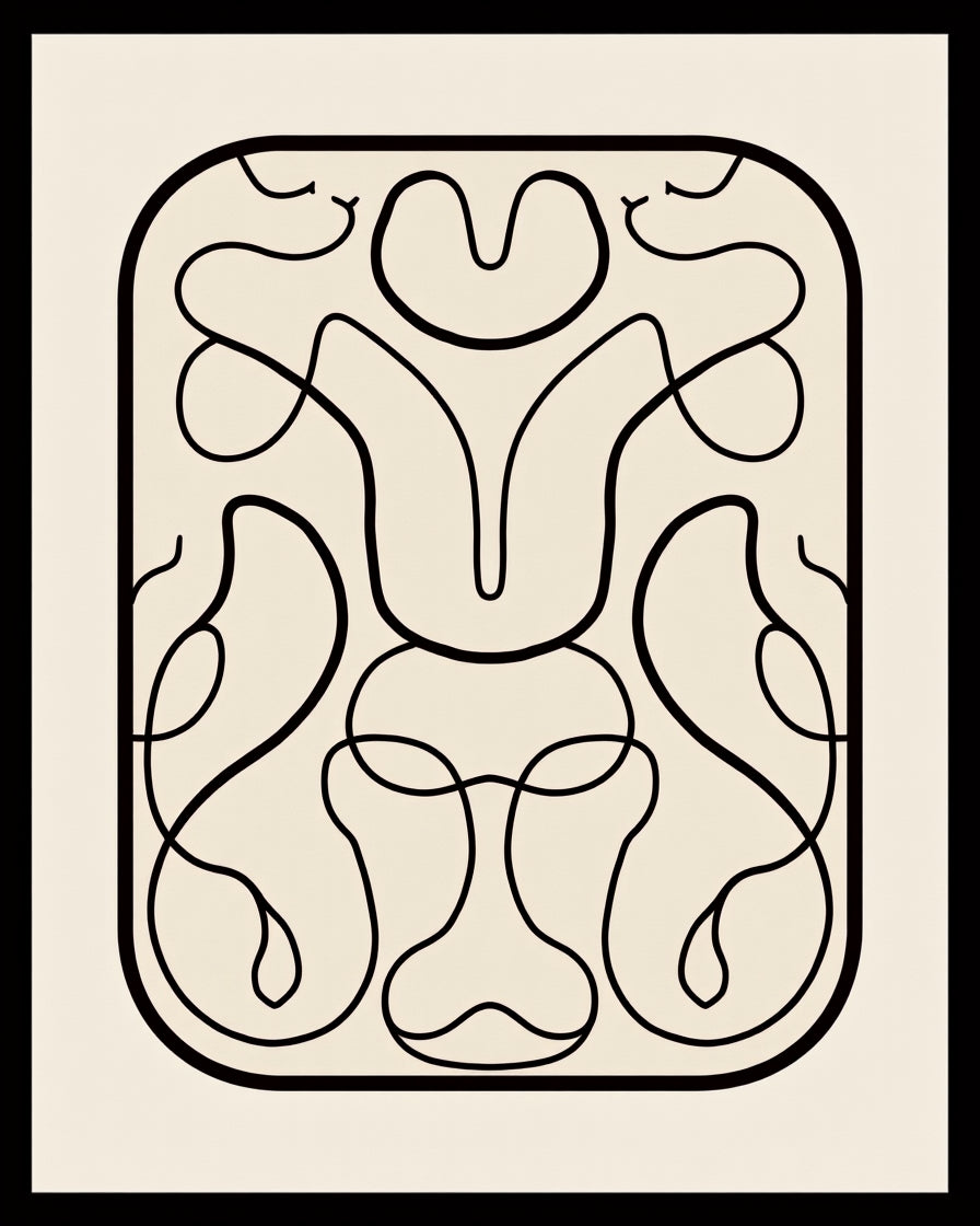 Abstract Swirls Monochromatic Line Art Design Rug