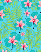 Tropical Pink Orchid Leaf Pattern Rug