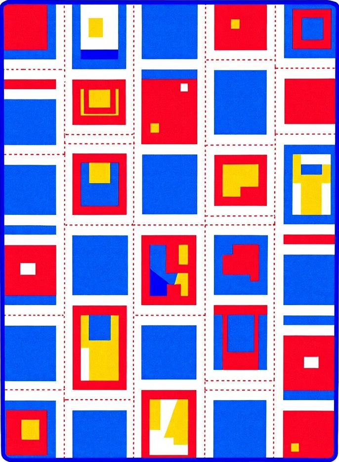 Abstract Geometric Blocks Pattern Rug