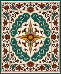 Floral Swirl Inspired Medallion Rug