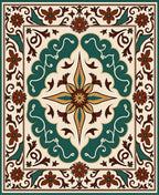 Floral Swirl Inspired Medallion Rug