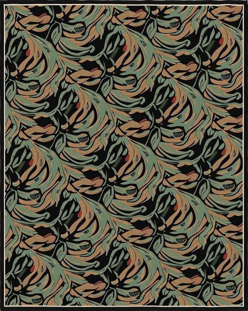 Abstract Botanical Swirl Pattern Rug