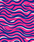 Dynamic Wavy Blue Pink White Design Rug