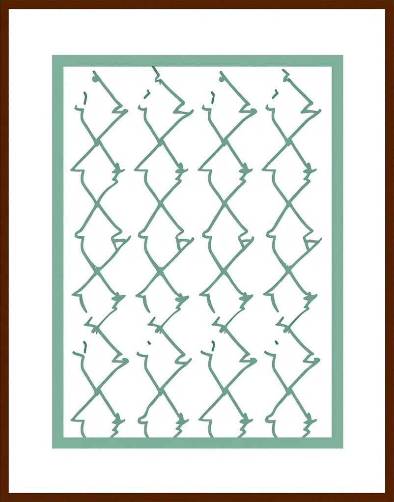 Abstract Teal Line Diamond Art Rug