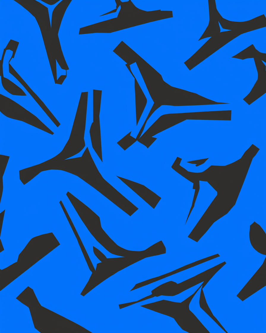 Abstract Blue Black Dynamic Shapes Rug