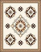 Elegant Tan and Brown Floral Pattern Rug