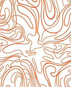Flowing Orange Abstract Swirl Pattern Rug