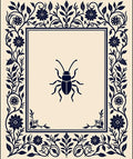 Dark Floral Insect Border Design Rug