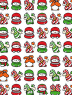 Festive Red Green Character Candy Cane Ensemble Rug