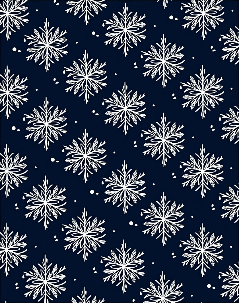 White Snowflake Stars Navy Rug
