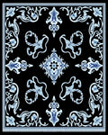 Elegant Blue Floral Medallion Black Rug