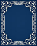 Classic Blue White Floral Border Rug