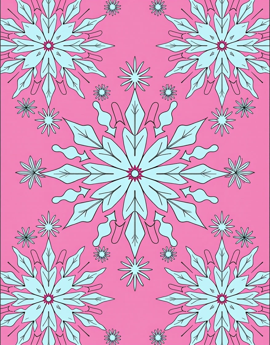 Pink Aqua Snowflake Medallion Rug