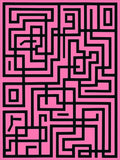Pink Black Labyrinth Graphic Rug