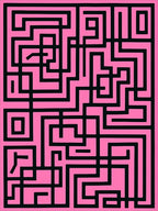 Pink Black Labyrinth Graphic Rug