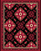 Classic Red Cream Medallion Floral Design Rug