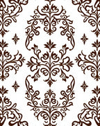 Dark Brown Floral Damask Pattern Rug