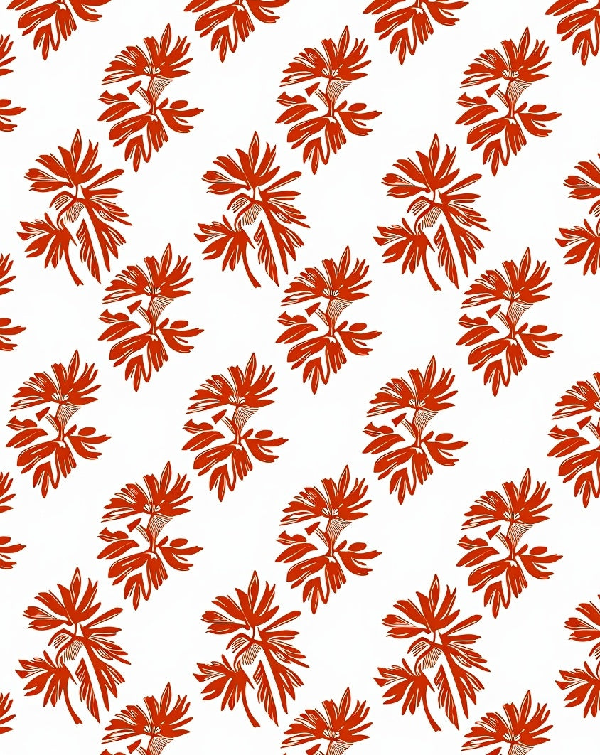 Red Floral Patterned Abstract Rug