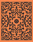 Ornate Floral Patterned Orange Rug