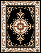 Ornate Scrollwork And Floral Motif Rug