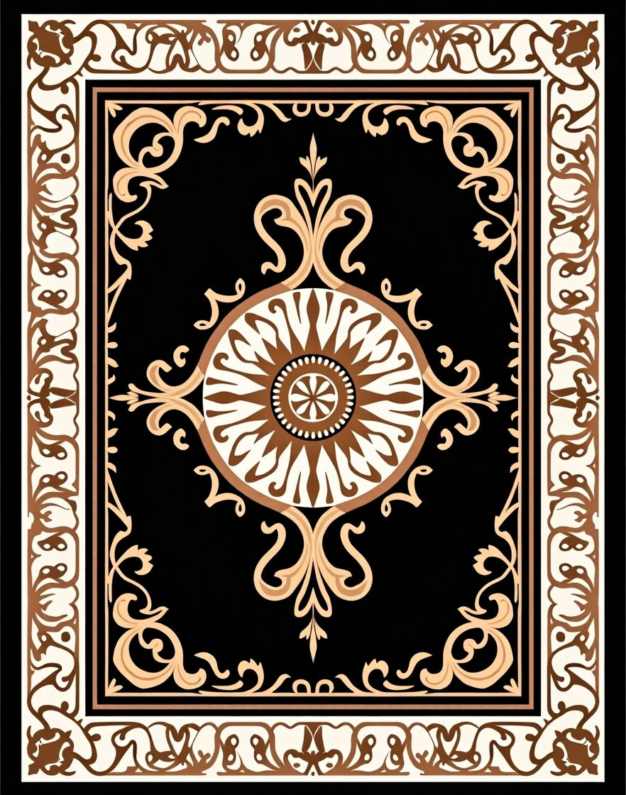 Ornate Scrollwork And Floral Motif Rug