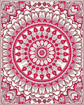 Crimson Mandala Style Floral Design Rug