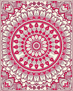 Crimson Mandala Style Floral Design Rug
