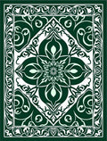 Dark Green Abstract Floral Pattern Rug