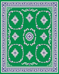 Green Floral Medallion Border Design Rug
