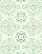 Soft Aqua Floral Mandala Pattern Rug