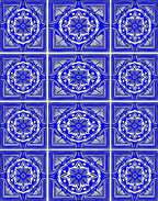 Intricate Blue White Geometric Floral Rug