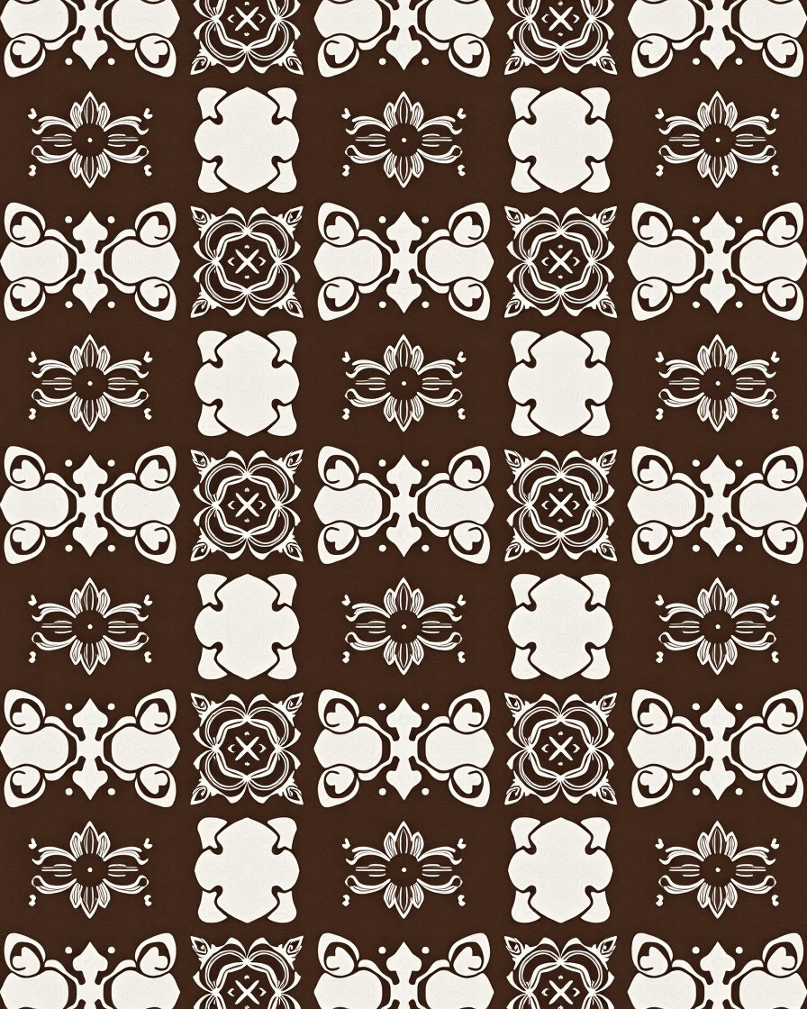 Decorative Damask Pattern With Floral Elements Rug
