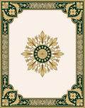 Elegant Floral Medallion Border Design Rug