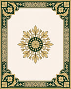 Elegant Floral Medallion Border Design Rug