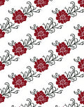Deep Red Floral Vine Pattern Rug